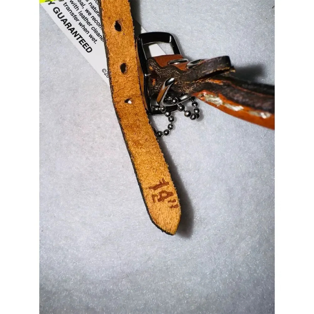Circle T  Honey patina Leather Dog Collar 14" & 12” BOTH FOR 20 - Picture 7 of 8